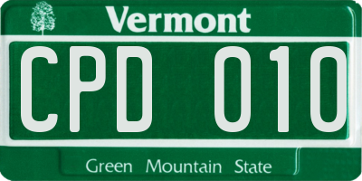 VT license plate CPD010