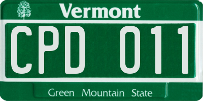 VT license plate CPD011