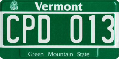 VT license plate CPD013