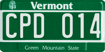 VT license plate CPD014