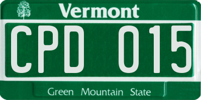 VT license plate CPD015