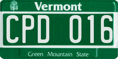VT license plate CPD016