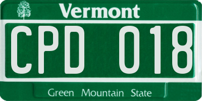 VT license plate CPD018
