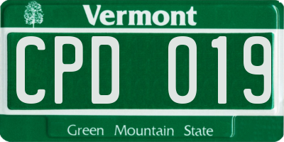 VT license plate CPD019