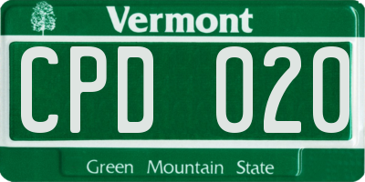 VT license plate CPD020