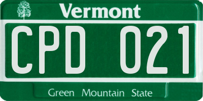 VT license plate CPD021