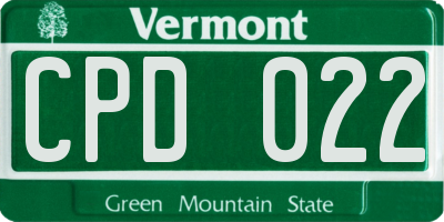 VT license plate CPD022