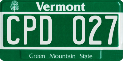 VT license plate CPD027