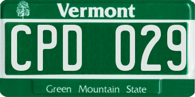 VT license plate CPD029