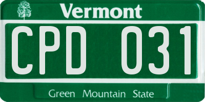 VT license plate CPD031