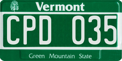 VT license plate CPD035