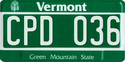 VT license plate CPD036