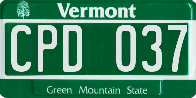 VT license plate CPD037