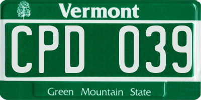 VT license plate CPD039