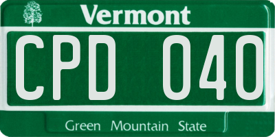 VT license plate CPD040