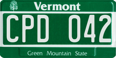 VT license plate CPD042