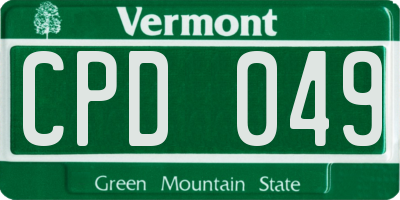 VT license plate CPD049