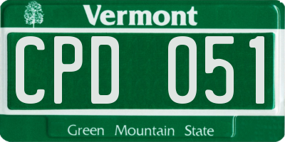 VT license plate CPD051
