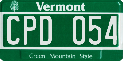 VT license plate CPD054