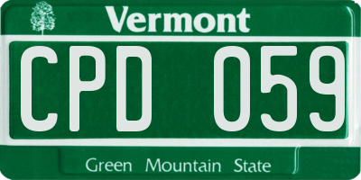 VT license plate CPD059