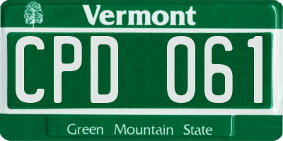 VT license plate CPD061