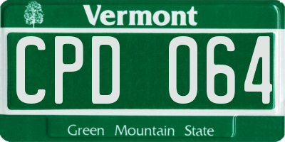 VT license plate CPD064