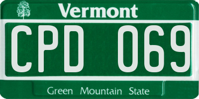 VT license plate CPD069