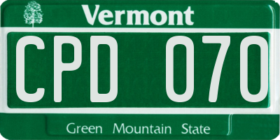 VT license plate CPD070
