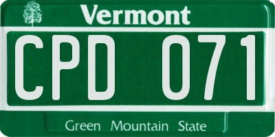 VT license plate CPD071