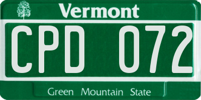 VT license plate CPD072