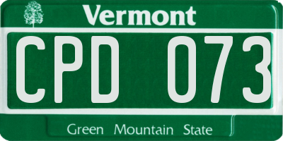 VT license plate CPD073