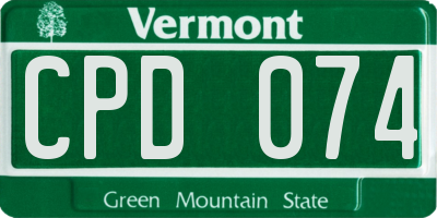 VT license plate CPD074