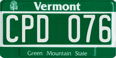 VT license plate CPD076