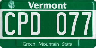 VT license plate CPD077