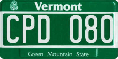 VT license plate CPD080