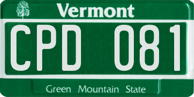 VT license plate CPD081