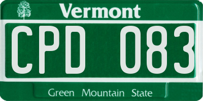 VT license plate CPD083