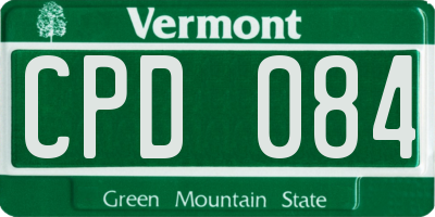 VT license plate CPD084