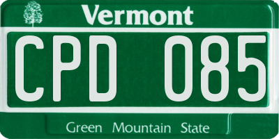 VT license plate CPD085