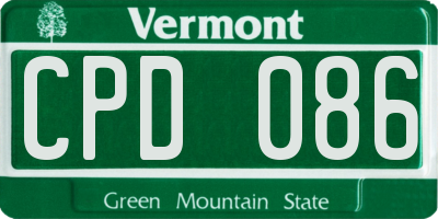 VT license plate CPD086