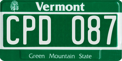 VT license plate CPD087