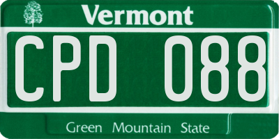 VT license plate CPD088