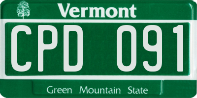 VT license plate CPD091