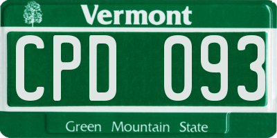 VT license plate CPD093
