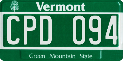 VT license plate CPD094
