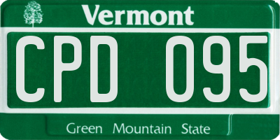 VT license plate CPD095