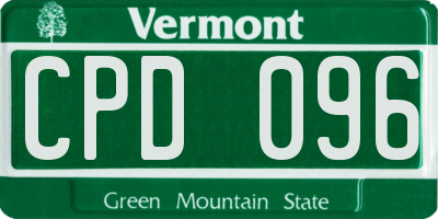 VT license plate CPD096