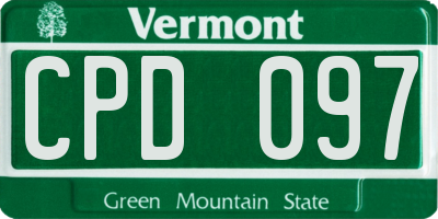 VT license plate CPD097