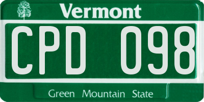 VT license plate CPD098