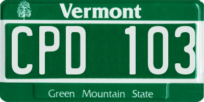 VT license plate CPD103